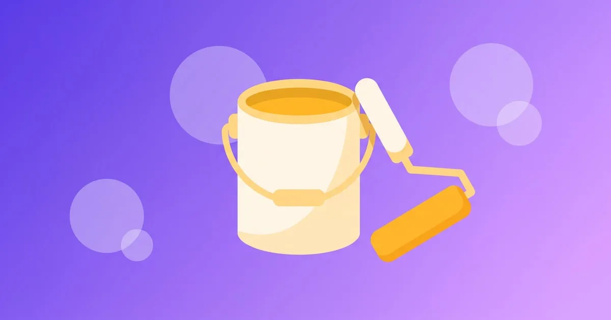 Ilustração de uma lata de tinta aberta com um rolo de pintura apoiado ao lado